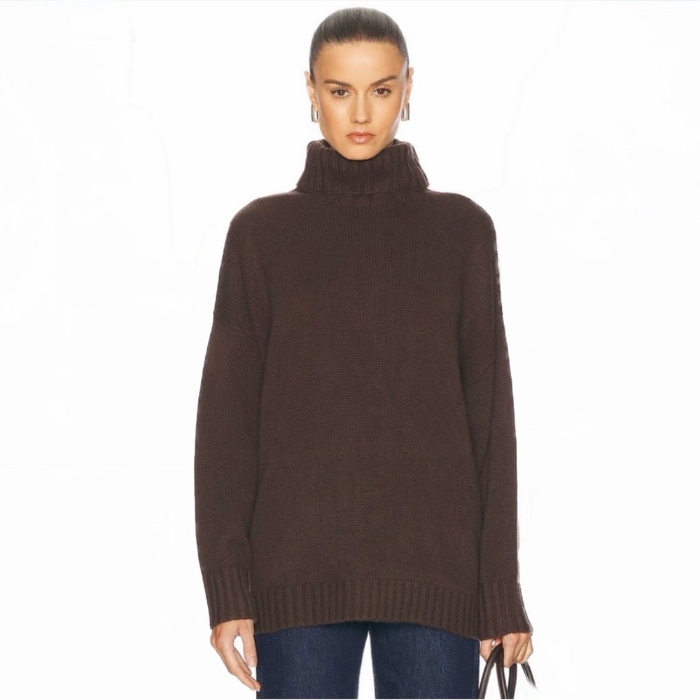 Jenni Kayne Porter Cashmere Turtleneck Sweater in Chocolate Brown Size L